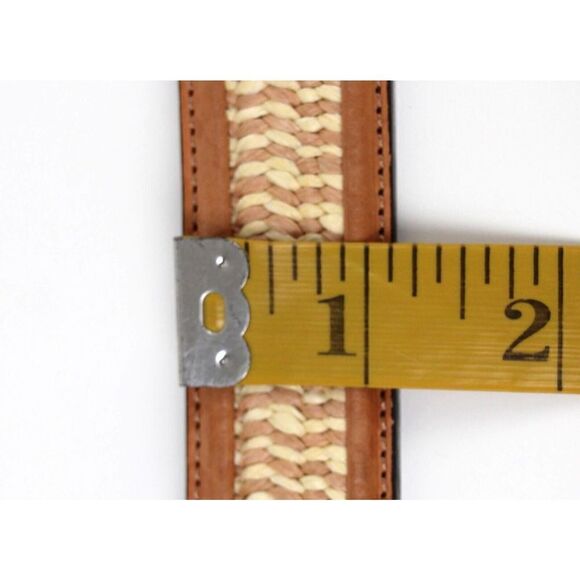 Tommy Bahama Spain TAN BROWN GENUINE LEATHER 1 1/8"Wd STRAW BRAIDED BELT M (D88 - Picture 8 of 12